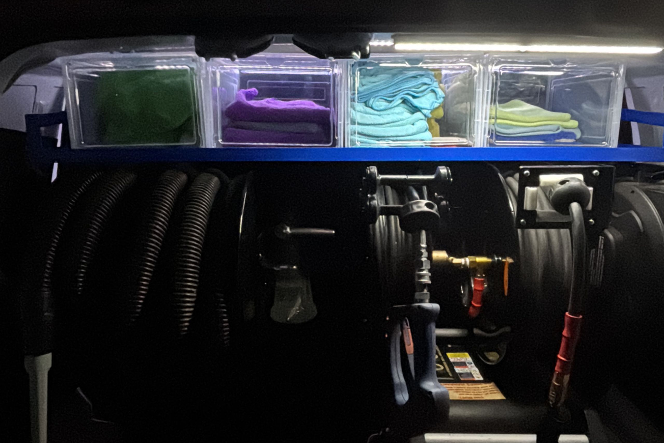 Inside the Patriot Auto Detailing work van — pro-grade equipment